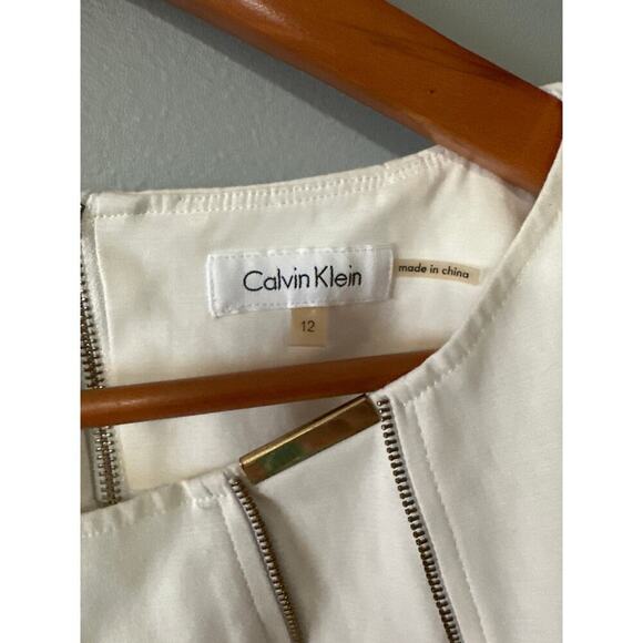 Womens Size 12 Calvin Klein Off White Dress with Gold Accents - Picture 2 of 6